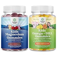 Bundle of Kids Calm Magnesium Gummies - Gummies for Nerve Bone and Muscle Health and Kids DHA Omega 3 Gummies - Omega 3 Gummies with Vegetarian Omega 3 6 9 for Vision Brain & Immunity - 90 Count