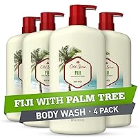 Body Wash for Men, Fiji with Palm Tree Scent, 25 Fl Oz (Pack of 4)