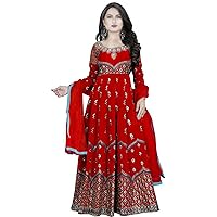 Jessica-Stuff Women Embroidered Cotton Silk Semi Stitched Anarkali. Wedding Dress (1171)