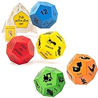 Kids Exercise Dice Set, Movement & Yoga Dice - Kids Workout Equipment & Kids Outdoor Play Equipment - Outdoors Toys, Gross Motor Toys for Toddlers 3-5 for Gymnastics Games, Daycare Toys