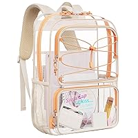mommore Clear Backpack Heavy Duty Thick PVC Transparent Backpack Clear Bookbag for School Large See Through Backpacks