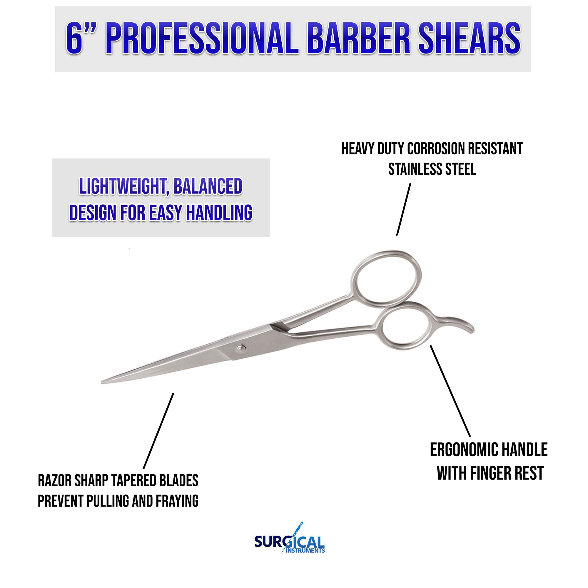 Professional Hair Cutting Scissors Set, Barber Shears Set, Beard Trimming Scissors, Grooming Thinning Shears for Men & Women 3 pcs