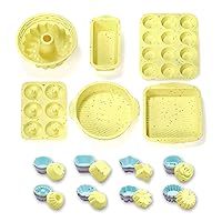 46PCS Silicone Bakeware Set Silicone Cake Molds set Including Baking Pan, Cake Mold, Cake Pan, Toast Mold, Muffin Pan, Donut Pan, And Cupcake Mold Silicone Baking Cups Set