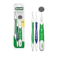 GUM Oral Care Dental Cleaning Kit, Dental Mirror with Light, Explorer Pick, and Dental Scaler, Professional Quality Stainless Steel Dental Tools, Easy-Grip Handle (6pk)