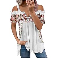 Womens Summer Top, Fashion Short Sleeve Strapless Casual Tunic Tops, Daily Loose Fit T-Shirt Zipper V-Neck Blouses Tee J01#white Small