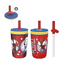 Zak Designs Spidey and His Amazing Friends Kelso Tumbler Set, Leak-Proof Screw-On Lid with Straw, Bundle for Kids Includes Plastic and Stainless Steel Cups with Bonus Sipper, 3pc Set, Non-BPA