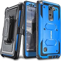 Aegis Series case for LG Stylo 2 (2016) / Stylo 2 Plus/Stylo 2 V with Built-in Screen Protector Heavy Duty Full-Body Rugged Holster Armor Cover Belt Swivel Clip Kickstand, Blue