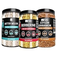 Berberine, Bitter Melon, and Ceylon Cinnamon Capsules Bundle (730 Capsules) No Magnesium or Rice Fillers