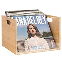 Record Album Storage Crate, Bamboo & Acrylic Vinyl ​Record Crate, Multifunctional Visible Record Holder Crate with Handle, Great for Storing Vinyl ​Record LP's/Albums Hanging Letter Size Folders Toy