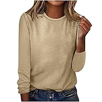 Long Sleeve T-Shirts for Women, Womens Round Neck Tees Tshirt Fall Fashion Tops Loose Casual Pullover Shirts Blouses