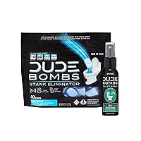 DUDE Bombs - Toilet Stank Eliminator (1 Pack, 40 Pods) & Toilet Spray (2.5 oz Spray Bottle), Forest Fresh Scent - Toilet Bowl Freshener