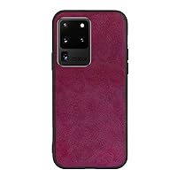 Soft Suede TPU Frame Phone Case for Samsung Galaxy S22 S21 S20 Ultra Plus FE S10 E Lite S9 S8, Lens Protection Luxury Back Cover(Deep Red,S22 Plus)
