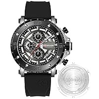 BORUSE Mens Military Watch Chronograph Waterproof Male Quartz Watches Fashion Silicon Strap Sport Luminous Analog Calendar Business Wrist Watches for Men