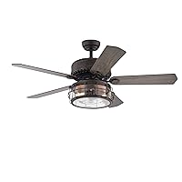 Warehouse of Tiffany Carbon Loft Kjirsten Rustic Bronze 52-inch 5-blade Lighted Ceiling Fan, Brown, CFL-8435REMO/MB