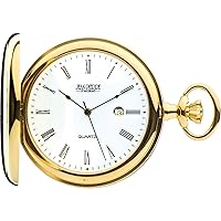 Pocket Watch with Calendar Gold Plated and Quartz Mechanism Ornate - Gift