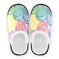 Cotton Slippers Vivid Colorful Spiral Swirls For Women Non Slip Home Casual Shoes