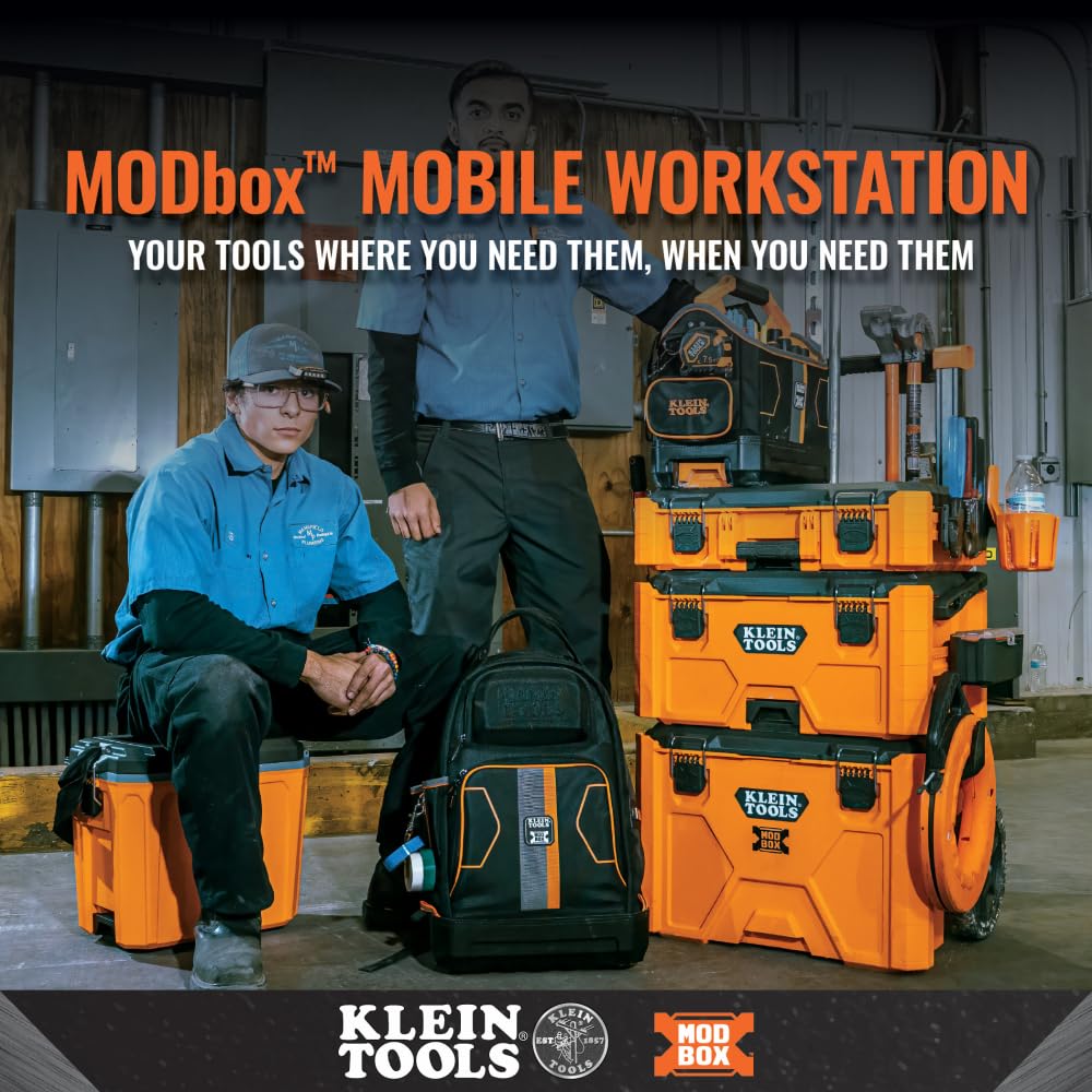 Klein Tools 62203MB MODbox Tool Bag, Part of the MODbox Mobile Workstation, 28 Pockets for Maximum Tool Storage, Internal Headlamp Bracket