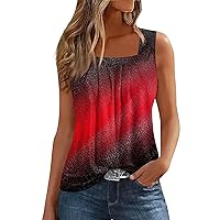 Womens Clearance Clothing,Workout Tanks Tops for Women Summer Sleeveless Sequin Trendy Tees Casual Cute Scoop Neck Gradient Tank Top Cami Womens Tanks Light Blue Womens Cropped Tank Tops(1-Red,XXL)