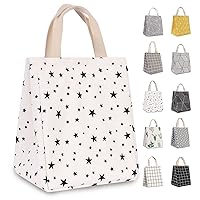 HOMESPON Reusable Lunch Bag Insulated Lunch Box Canvas Fabric with Aluminum Foil, Lunch Tote Handbag for Women,Men,Office