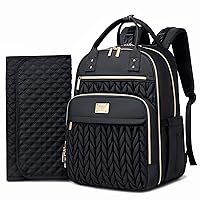 Diaper Bag Backpack, Stylish Baby Diaper Bag, Waterproof Travel Diaper Backpack with Changing Pad, Stroller Straps (Black)