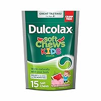 Dulcolax Kids Soft Chews Saline Laxative Watermelon Gentle Constipation Relief, Magnesium Hydroxide 1200mg, 15 Count