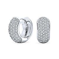 Bridal Cubic Zirconia Micro Pave CZ Huggie Hoop Earrings For Women Teens Wedding Prom Formal Party Yellow Rose Gold Black Silver Plated