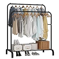 UDEAR Garment Rack, 43.3 Inches Freestanding Double Rod Clothing Racks for Hanging Clothes,Black