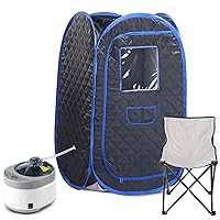 Smartmak Portable Steam Sauna Set, Foldable One Person SPA Tent with 4L Larger Steamer, Chair, Remote Control, Weight Loss&Detox-Black