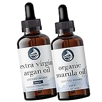 The Organic Virgin Marula Oil & Extra Virgin Argan Oil Combo- USDA Organic Single Ingredient Product Cold Pressed Extra Virgin