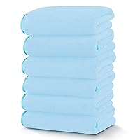 Silk Hemming Hand Towels for Bathroom - Quick Drying - Ultra Soft Microfiber Absorbent Towel for Bath Fitness, Gym, Shower, Hotel, and Spa - 16x28 Inch | Set of 6, Aquamarine