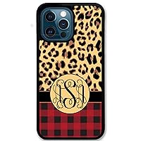 iPhone 12, Phone Case Compatible with iPhone 12 [6.1 inch] Leopard Cheetah Print Buffalo Plaid Animal Monogrammed Personalized IP12