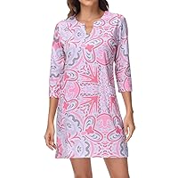 Lightbare Women’s 3/4 Sleeve Dress with Pockets UPF 50+ Casual Sun Dress Breathable Quick Dry for Beach Hiking Outdoors Party