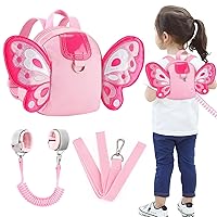 Accmor Toddler Harness Backpack Leash, Cute Butterfly Kid Backpacks with Anti Lost Wrist Link, Mini Child Backpack Harness Leashes Walking Wristband Travel Bag Harness Rein for Baby Girls (Pink)
