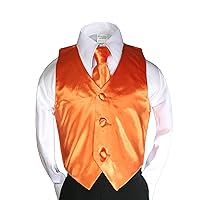 23 Color 2pc Boys Formal Satin Vest and Necktie Set from 8 to 20 Years