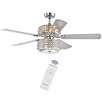 Warehouse of Tiffany CFL-8372REMO/CHD Walter Dual Lamp Chrome 52-inch Lighted w Crystal Shades Remote (incl 2 Color Blade Options) Ceiling Fan, One Size