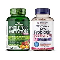 Whole Food Multivitamin for Women - Natural Multi Vitamins, Minerals, Organic Extracts + Dr. Formulated Raw Probiotics for Women 100 Billion CFUs with Prebiotics Bundle