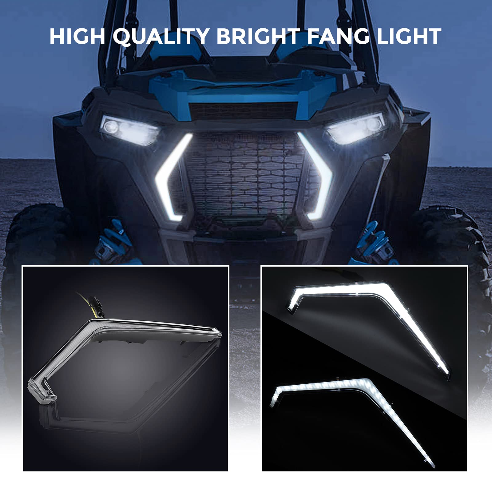 kemimoto Turn Signal Fang Lights, IP67 LED Fang Acccent Street Legal Light Front Signature Assembly Compatible with 2019 2020 2021 2022 2023 Polaris RZR XP 1000 Turbo # 2884871 (2 pcs)