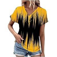 Sexy Summer Tops for Women Casual V Neck T Shirt Loose Fit Fashion Printed Tee 2024 Beach Workout T-Shirt Blouses