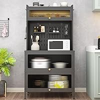 Kitchen Storage Cabinets - Bakers Rack Countertop, Microwave Oven Shelf Cabinet, Storage Organizer with Flip Doors for Kitchen Hutch, Home, Office, Pantry, Garage