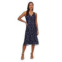 Adrianna Papell Women's Floral Sequin Embroidery Dress