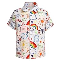 Toddler Kids Back to School Dress Shirt Top Colorful Print Kindergarten First Day of School Outfit for Boys Girls 3-7T
