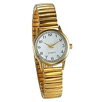 JewelryWe Women's Elegant Analogue Quartz Watch with Digital Dial and Elastic Alloy Strap Gold/Silver