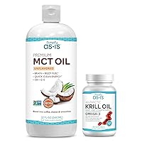 Simply Bundle of Premium MCT Oil C8 & C10 (32 fl oz (63 Servings)) and 500mg Antarctic Krill Oil (60 Softgels) | Quick Clean Energy | No Fishy Reflux
