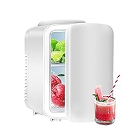 Simple Deluxe Portable Mini Fridge, 4L/6 Can Cooler and Warmer Compact Refrigerator for Skincare, Cosmetics, Beverage, Food, for Bedroom, White