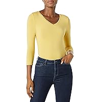 Amazon Essentials Women's Classic-Fit 3/4 Sleeve V-Neck T-Shirt (Available in Plus Size), Multipacks