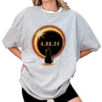 Generic DuminApparel Total Solar Eclipse Cat April 8 2024 Totality T-Shirt, Unisex Sized, Comfort Colors