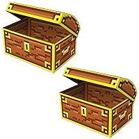 2 Piece Three Dimensional Pixelated Treasure Chests For Retro Video Arcade Game Party Decorations