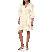 Tommy Hilfiger Women's 3/4 Sleeve Striped Wrap Dress, Snapdragon Multi
