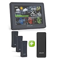 BALDR Home Weather Station Bundle: Indoor/Outdoor Thermometer with 3 Remote Sensors & Large LCD Display, Plus Additional Outdoor Senso