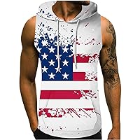 Patriotic Shirts for Men American Flag Print Hooded Tank Tops Summer Sleeveless T-Shirt Independence Day Clothes